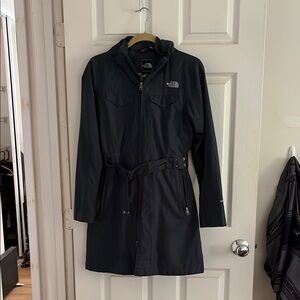 The North Face dark blue, long, rain Jacket